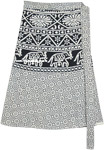 Blue Paisley and White Mid Length Printed Cotton Skirt