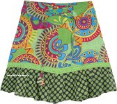 Mini Skirt with Patterns in Lime Color [6338]