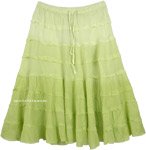 Apple Green Flared Short Tiered Skirt [6371]