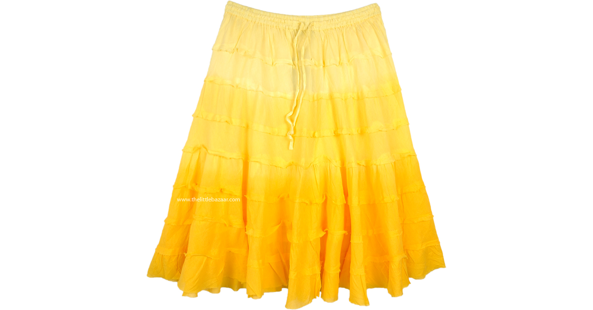Bright Yellow Ombre Knee Length Summer Skirt with Tiers | Short-Skirts ...