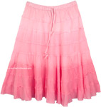 Baby Pink Flared Short Tiered Skirt [6375]