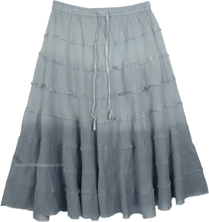 Steel Grey Flared Short Tiered Skirt - Short-Skirts - Sale on bags ...
