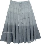 Steel Grey Flared Short Tiered Skirt [6378]