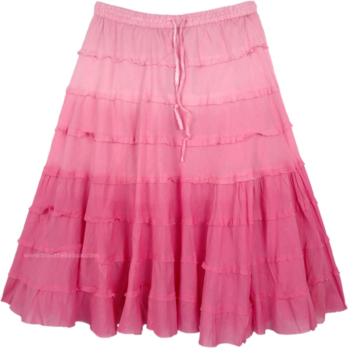 Pink Flared Short Tiered Skirt - Short-Skirts - Sale on bags, skirts ...