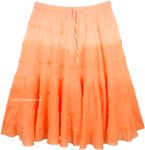 Melon Ombre Knee Length Summer Skirt with Tiers