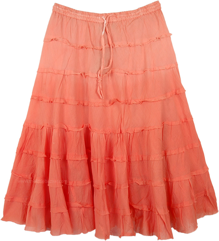 Orange Ombre Summer Short Skirt with Tiers