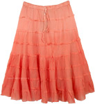 Orange Flared Short Tiered Skirt [6382]