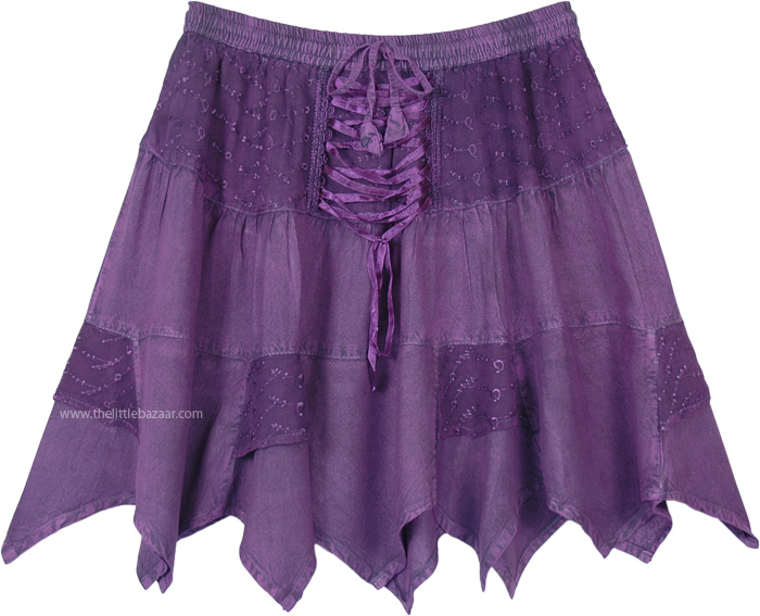 Purple Colored Handkerchief Hem Western Knee Length Petite Skirt ...