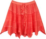 Candy Apple Handkerchief Hem Western Short Skirt [6422]