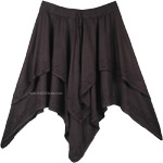 Handkerchief Hem Costume Medieval Chic Hi Low Skirt in Black [6437]