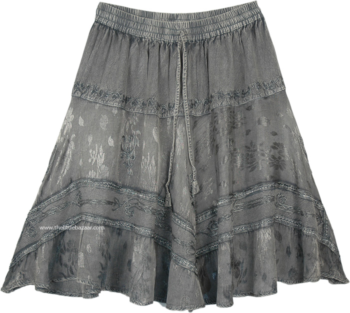 Cloud Grey Knee Length Western Skirt with Elastic Waist | Short-Skirts ...
