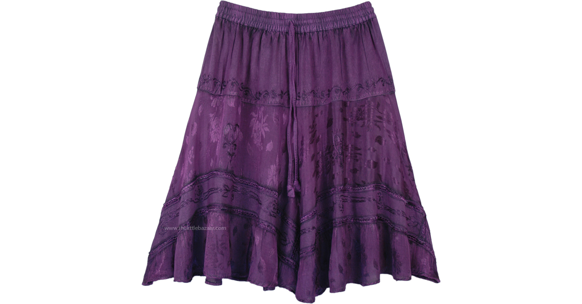 Raisin Purple Cowgirl Chic Barn Dance Knee Length Skirt