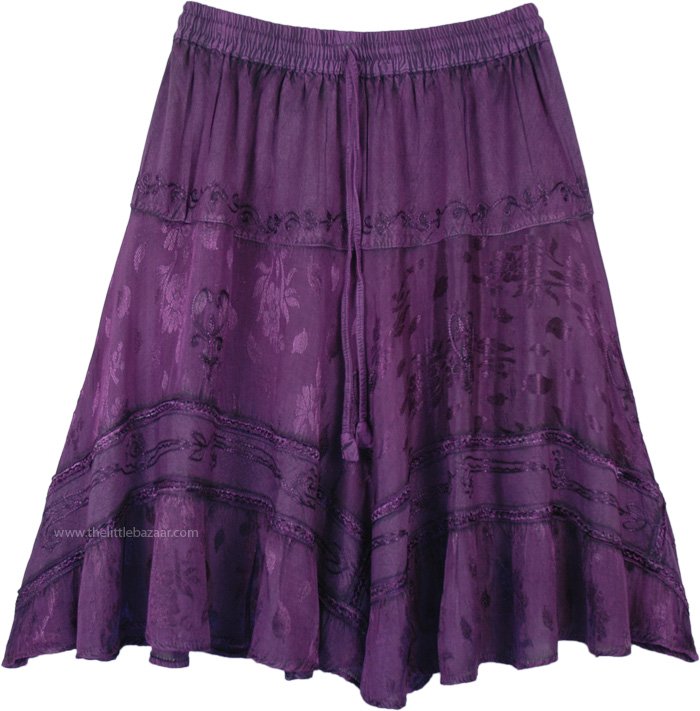 Raisin Purple Cowgirl Chic Barn Dance Knee Length Skirt