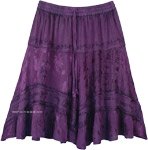 Hippie Boho Festival Short Skirt in Raisin Purple Tone [6448]