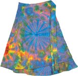 Colorful Blue and Pink Tie Dye Gypsy Skirt with Wrap Around Waist [6473]