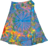 Azure Seethe Tie Dye Short Wrap Around Skirt