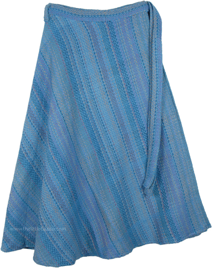 Cerulean Blue Burlap Sack Wrap Around Skirt