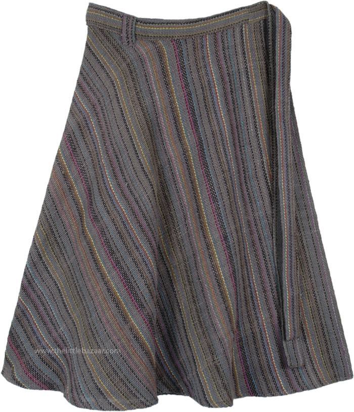 TLB Woven Gheri Cotton Knee Length Wrap Around Skirt