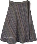 Mid Gray Woven Gheri Cotton Knee Length Wrap Around Skirt