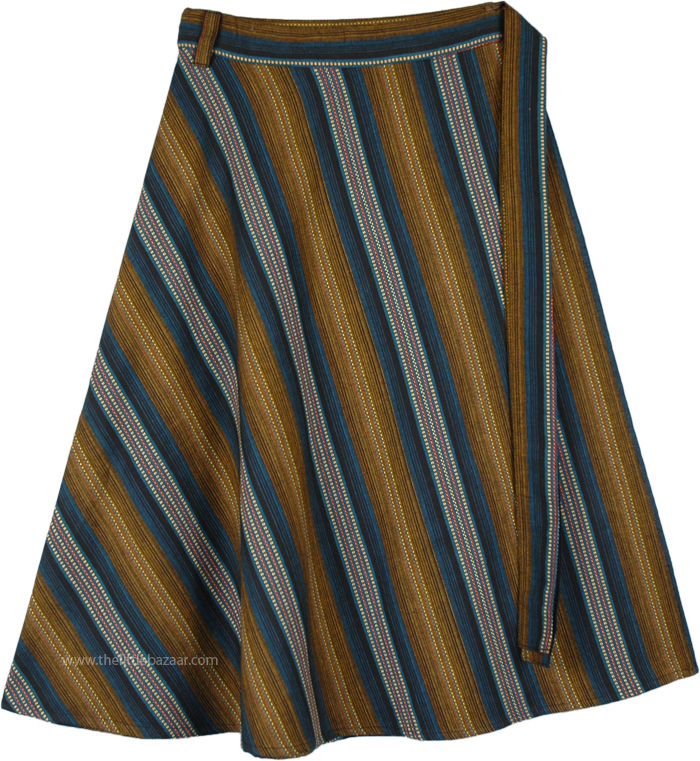 Kabul Knee Length Woven Cotton Wrap Skirt in Plus