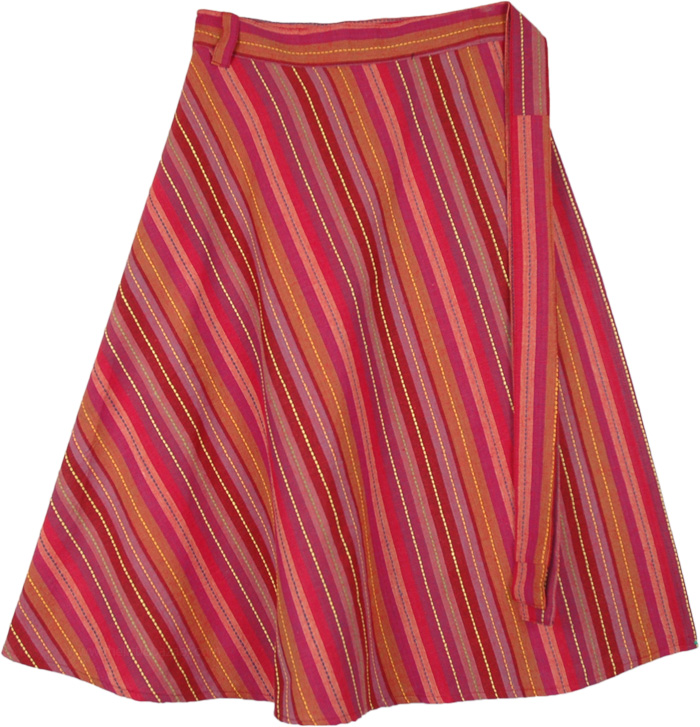 Radiant Rouge Plus Size Mid Length Woven Cotton Wrap Skirt