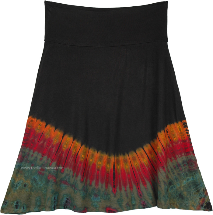 Orange Flame Crinkled Summer Coverup Skirt