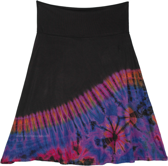 Night Shade Violet Wave Short Straight Tie Dye Skirt