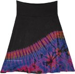 Hand Dye Black Boho Gypsy Short Straight Knit Skirt [6657]