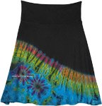 Tie Dye Straight Short Skirt in Black and Turquoise [6658]