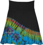 Night Turquoise Tie Dye Straight Short Skirt