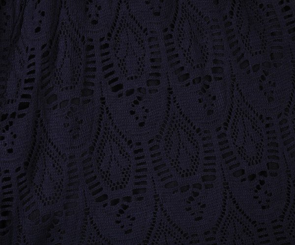 Scalloped Hem Navy Blue Cotton Crochet Shorts For Women