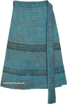 Indian Batik Short Wrapper In Fountain Blue with Elephant Print