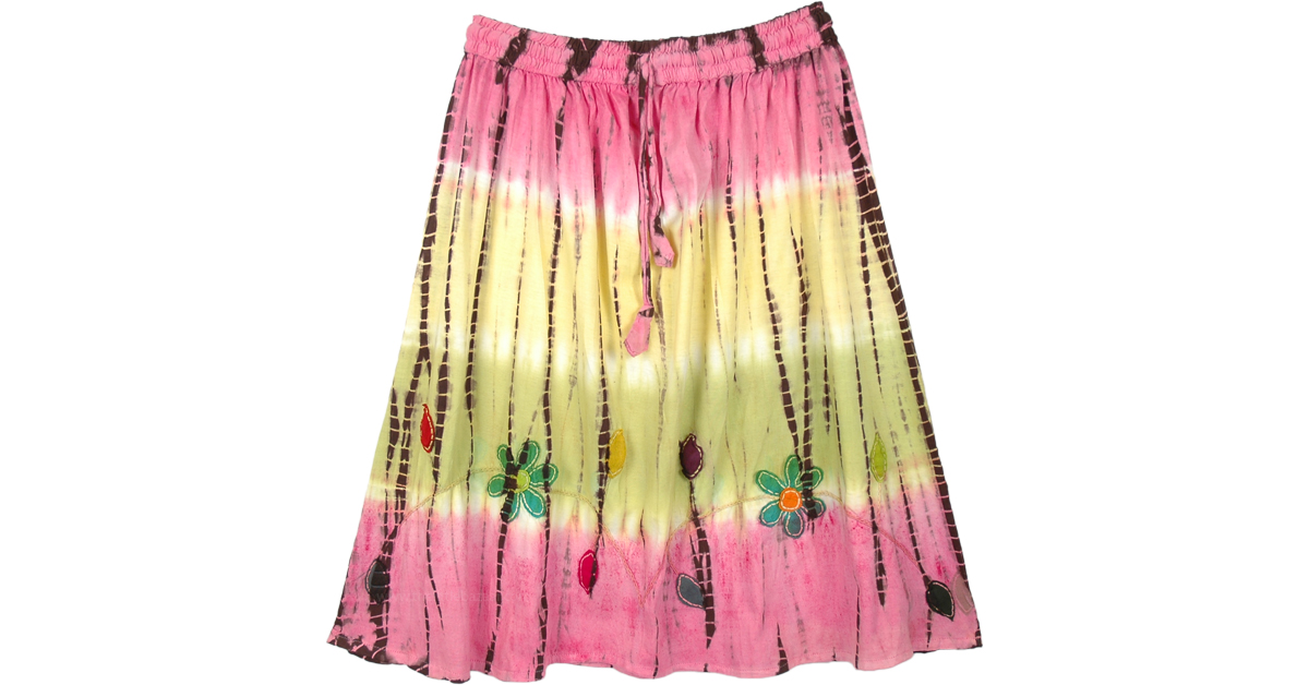Knee Length Tie Dye Cotton Skirt 