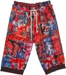 Funky Elephant Print Red Splash Long Shorts