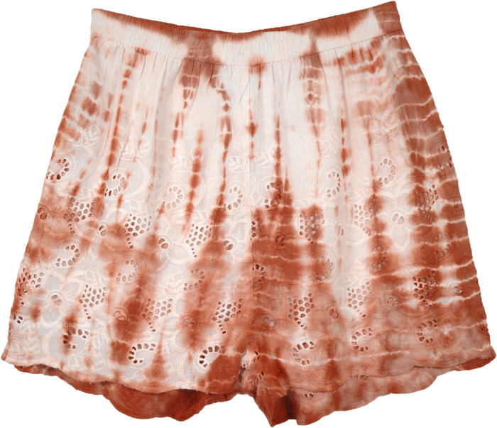 Rusty Hues Eyelet Cotton Airy Boho Shorts