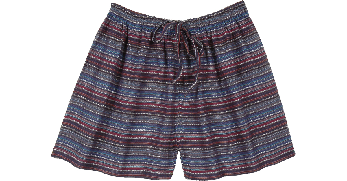 Cotton Summer Beach Pool Lounge Shorts in Stripes Shorts