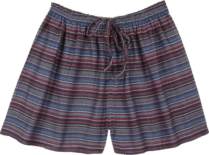 Cotton Summer Beach Pool Lounge Shorts in Stripes