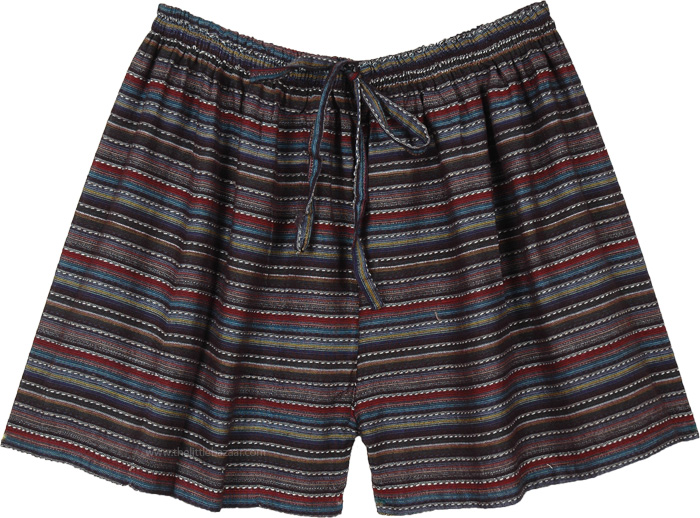 Striped Pattern Cotton Sleepwear Lounge Shorts | Shorts | Multicoloured ...