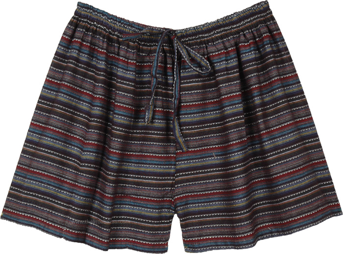 Striped Pattern Cotton Sleepwear Lounge Shorts