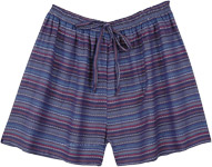 Blue Striped Hippie Sleepwear Dorm Cotton Shorts