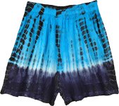 Blue Tie Dye Rayon Lounge Shorts Extra Small to Small [7117]