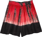 Red Tie Dye Rayon Streetwear Shorts Extra Small to Small [7119]