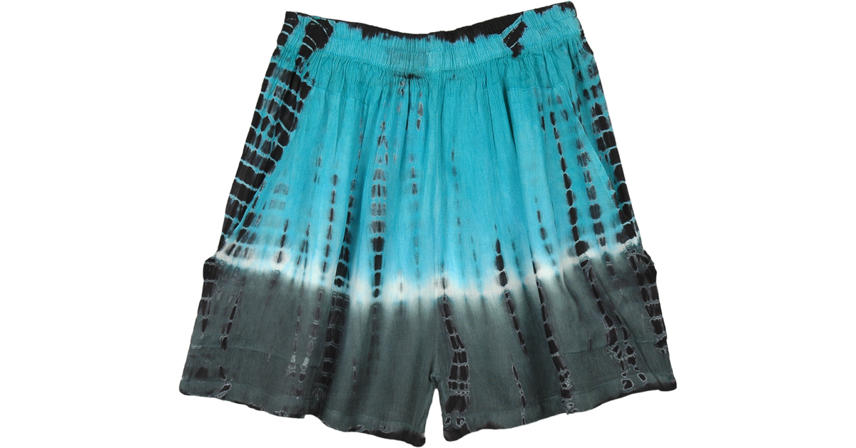 turquoise tie and dye boho summer junior shorts short yoga exercise chart