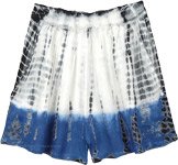 Blue White Tie Dye Rayon Lounge Shorts Extra Small to Small [7122]