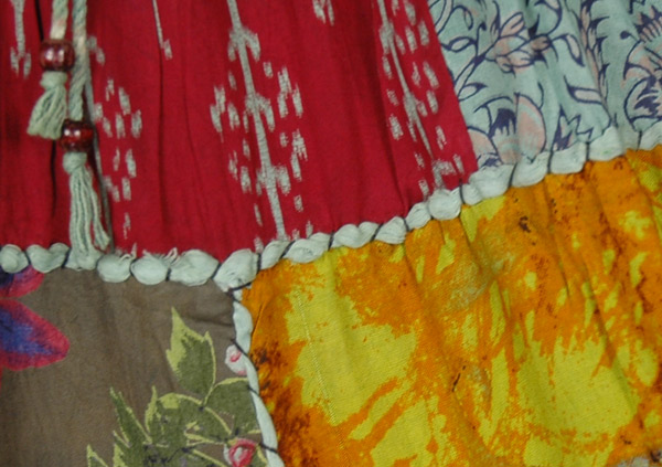 Recycled Patchwork Short Bohemian Skirt