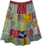 Recycled Patchwork Short Bohemian Skirt