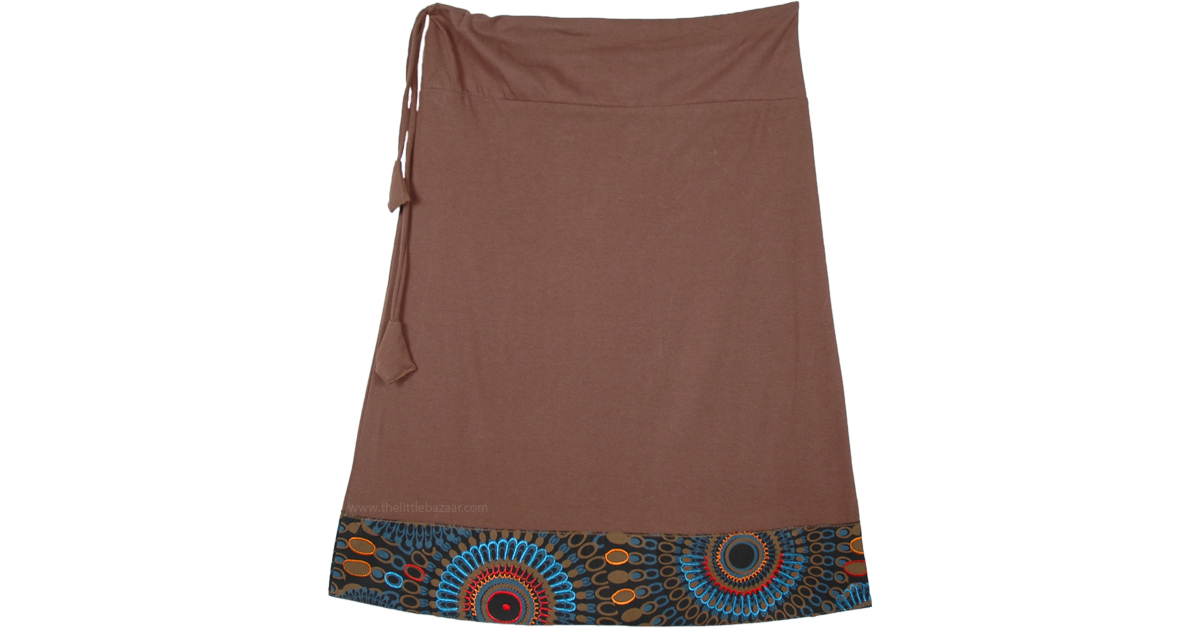 Penny Brown Pull On Short Jersey Cotton Skirt | Short-Skirts