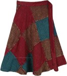 Charmed Stonewashed Patchwork Cotton Short Wrapper Skirt