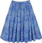 Royal Blue and Titan White Oblique Stripe Pattern Short Skirt XXS to Small [7214]