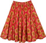 Fuschia Printed Summer Cotton Short Skirt
